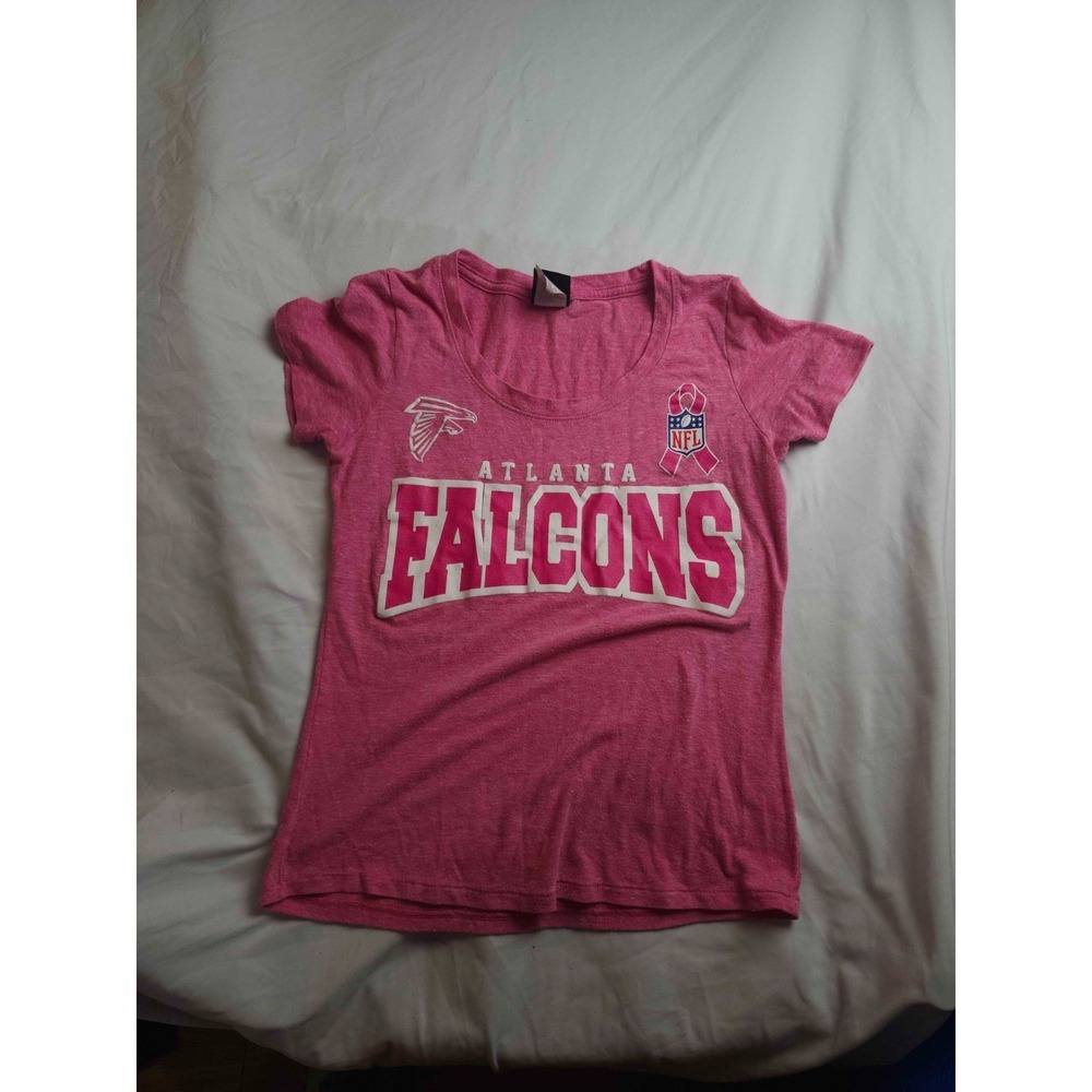 NFL Atlanta Falcons T-shirt Womens Medium Pink Short Sleeves Scoop Neck Sports